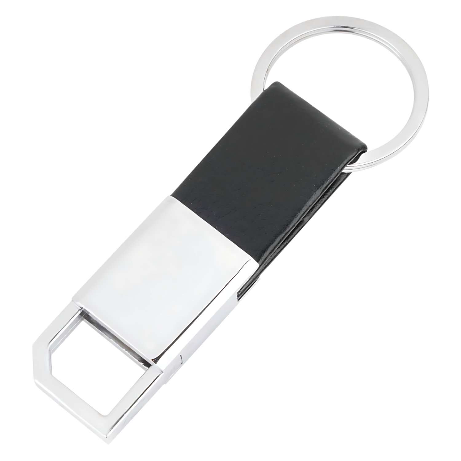 Chaveiro Em Metal E Material Sintético Preto Retangular - Imagem 2