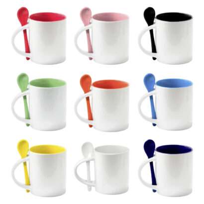 Caneca De Cerâmica Com Colher 325ml
