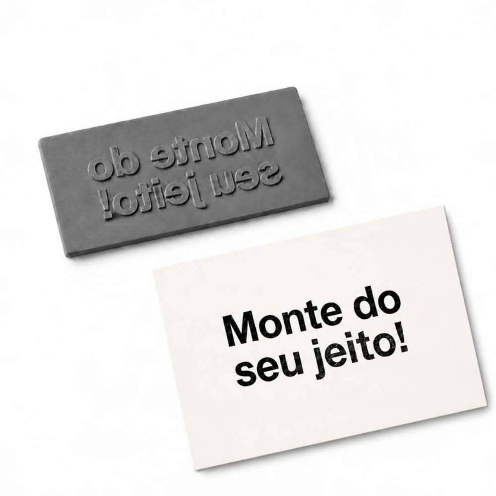Borracha de carimbo personalizada cinza com a impressão Monte do seu jeito!